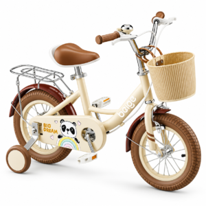 Kids Vintage Look Bicycle with Basket & Training Wheels