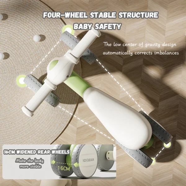 Kids 4 Wheel Balance Bike with LED Light