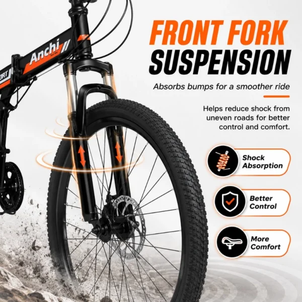 my-11134207-820l7-msaz1pvyz1fq3d 26 Inch Folding Mountain Bike with Dual Disc Brakes