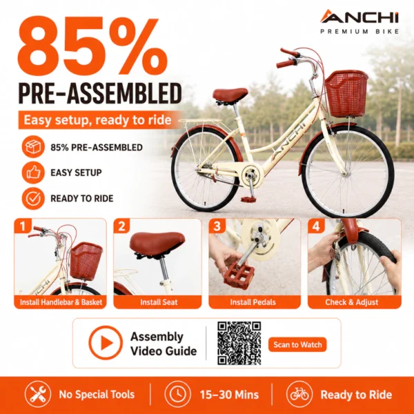 my-11134207-820l8-morwxkjntclp07 City Bicycle with Front Basket & Rear Carrier Rack