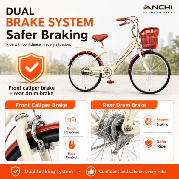 my-11134207-820l9-morwxkqvn09984 City Bicycle with Front Basket & Rear Carrier Rack