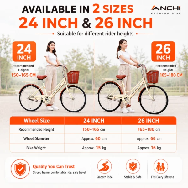 my-11134207-820la-morwxkr97tvz74 City Bicycle with Front Basket & Rear Carrier Rack