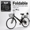 7 Speed Folding Bicycle with Front Basket & Rear Seat
