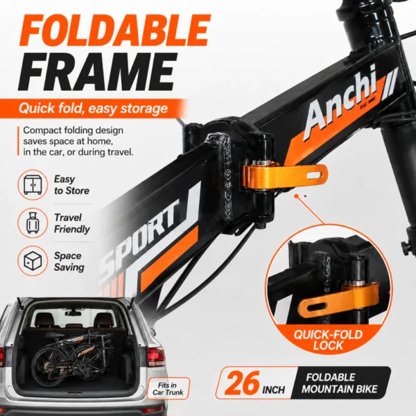 my-11134207-820la-msaz1pvuhi4o6b 26 Inch Folding Mountain Bike with Dual Disc Brakes