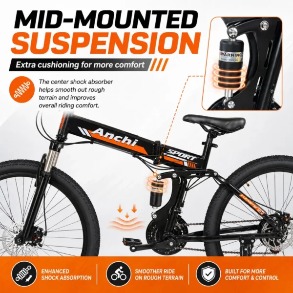 my-11134207-820li-msaz1pw4pix0ce 26 Inch Folding Mountain Bike with Dual Disc Brakes